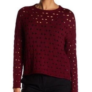 Parker Sweater Distressed Knit Red Wine Hi Lo